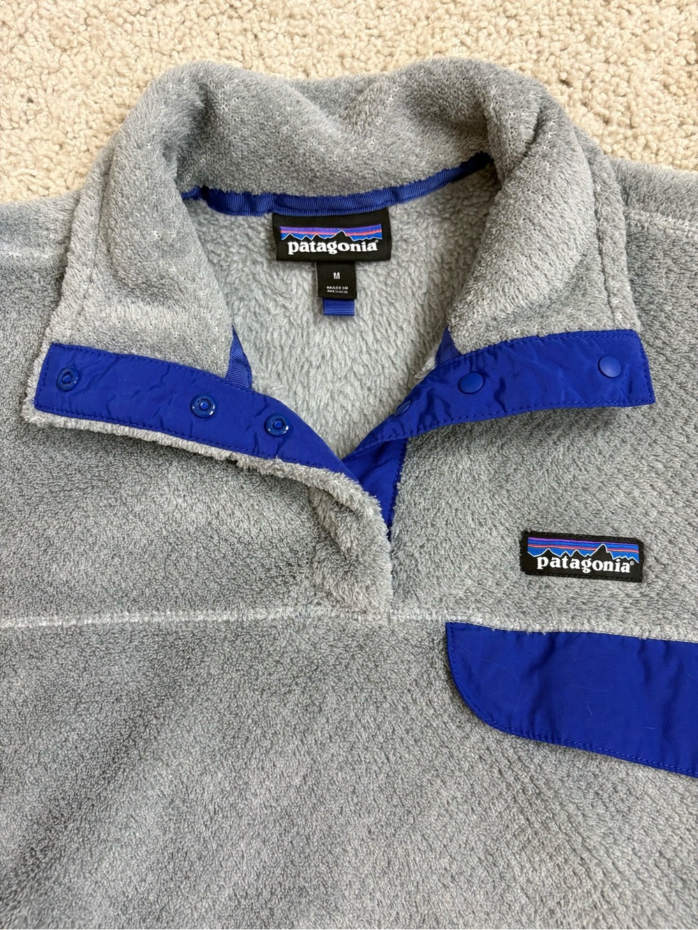 Women's PATAGONIA Re-Tool SNAP-T Grey & Purple POLARTEC Thermal FLEECE Pullover - Picture 2 of 5